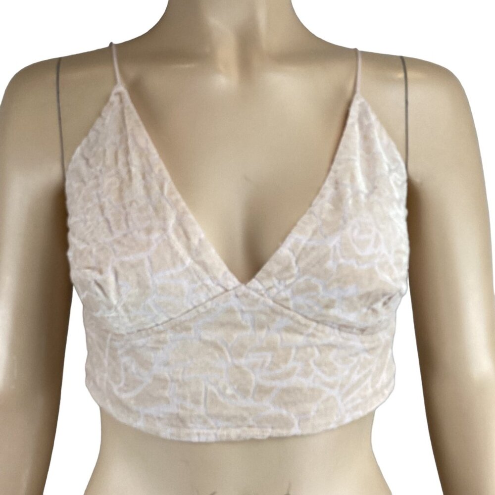 Free People One Bralette Size Large Carrie‎ Flocked Womens V-Neck Velvet Crop